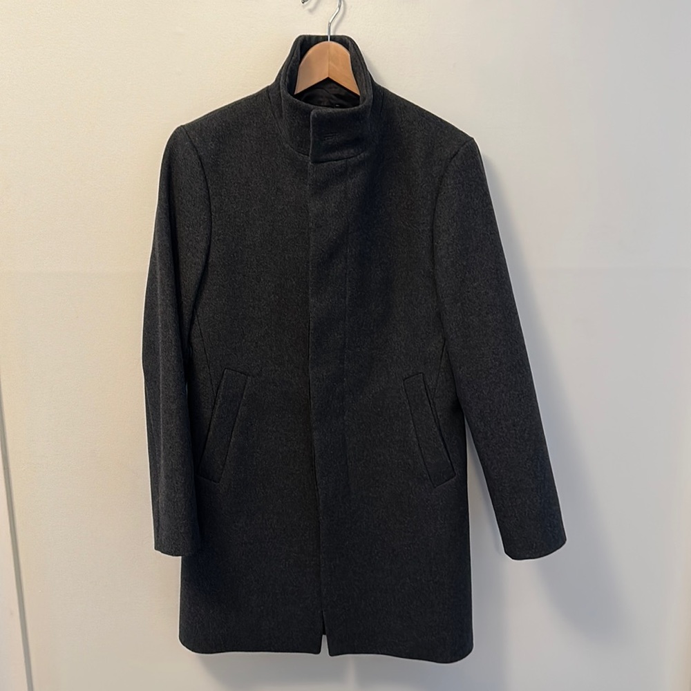 Club Monaco Men’s Gray Funnel Neck Top Coat Size 36
